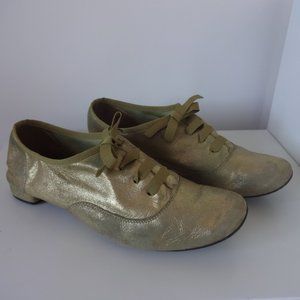 Repetto metallic gold laced Oxford flats